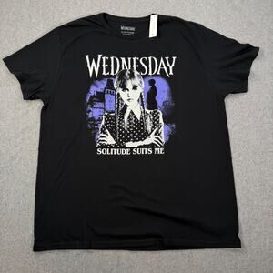 Wednesday Addams Solitude Suits Me T-Shirt Adult XL Black Short Sleeve New
